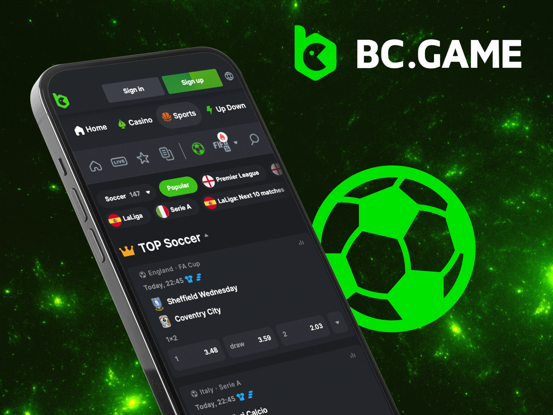 Football betting in the BC Game latest version.