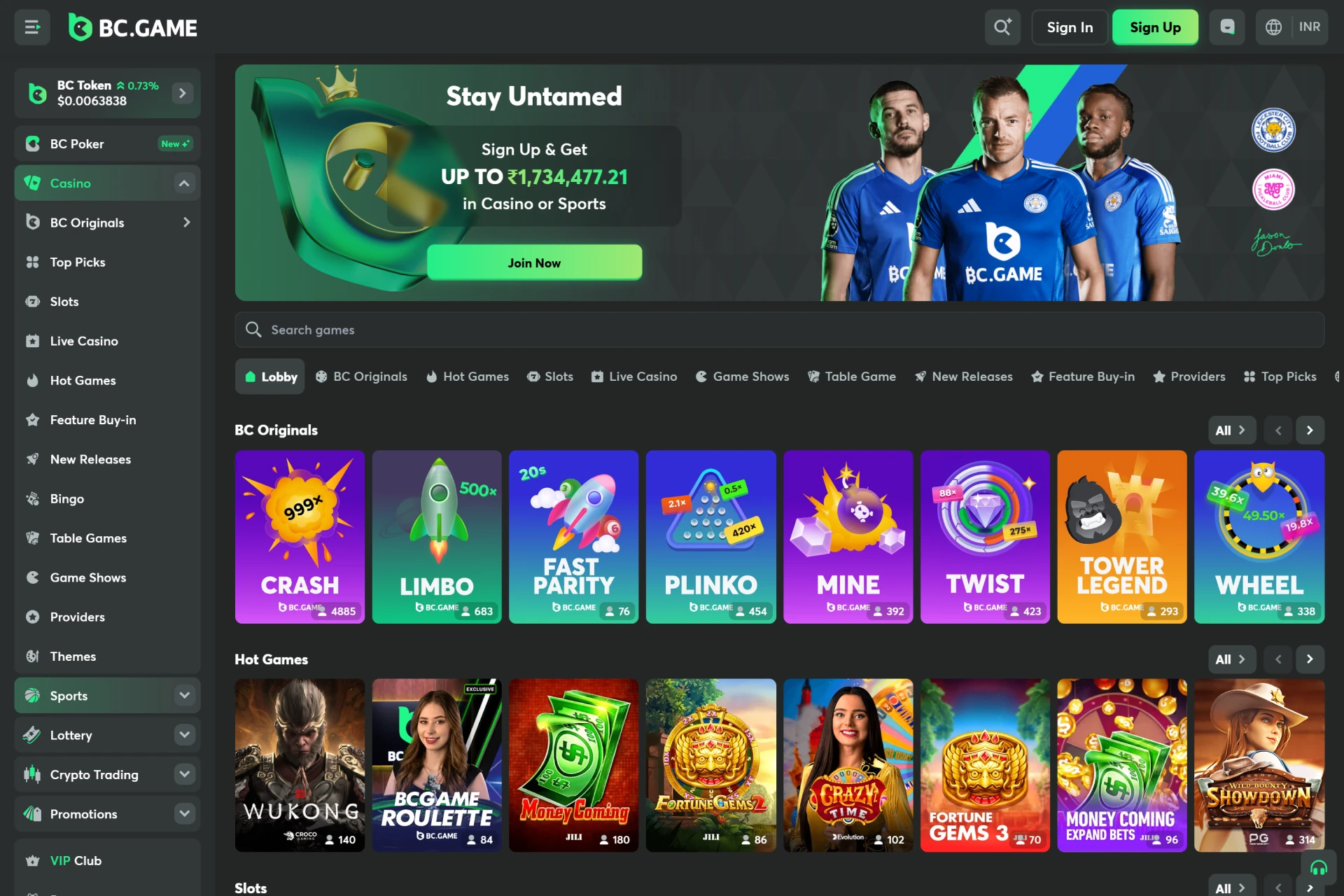 Find your favorite casino game at BC Game.