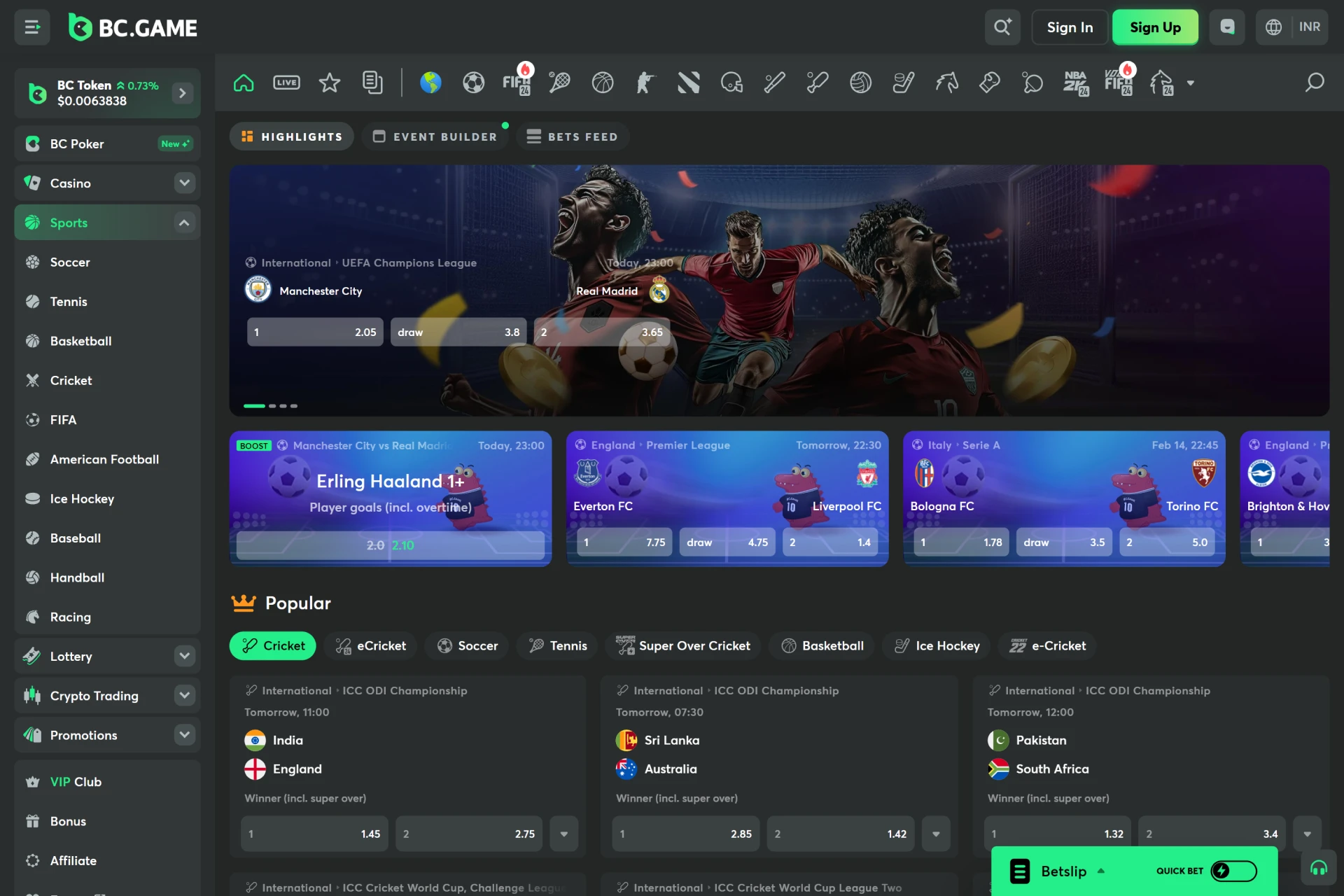 Experience the winnings of sports betting at BC Game.