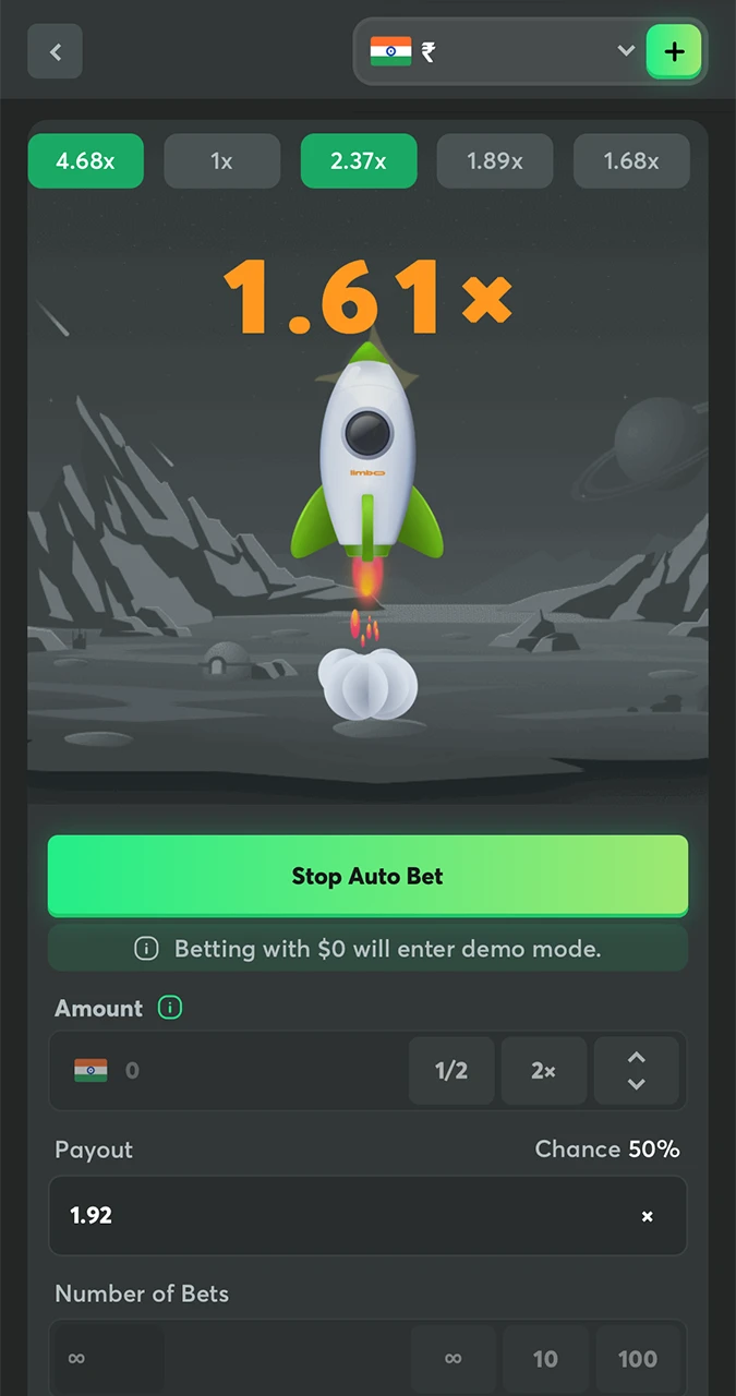 To place a bet in Limbo from BC Game you only need a few clicks.