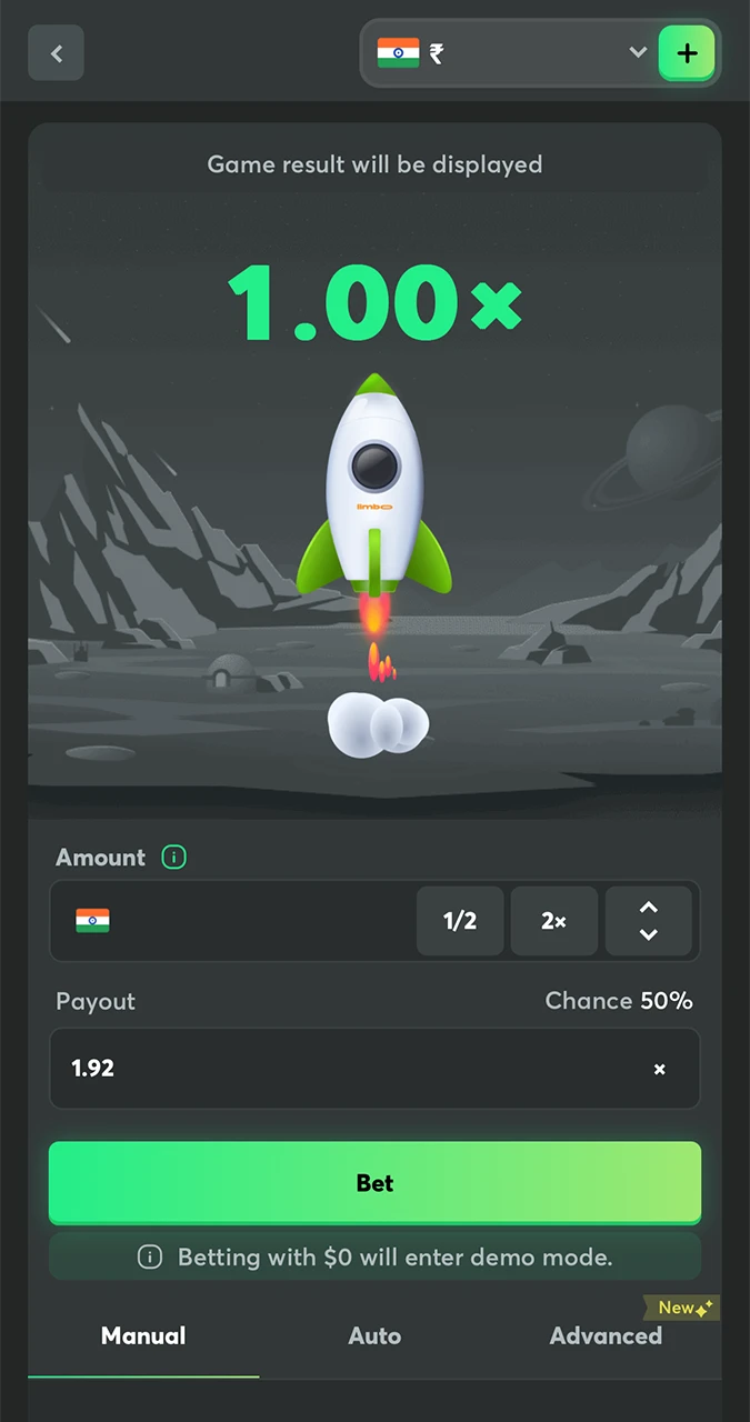 Limbo game home page from BC Game casino.