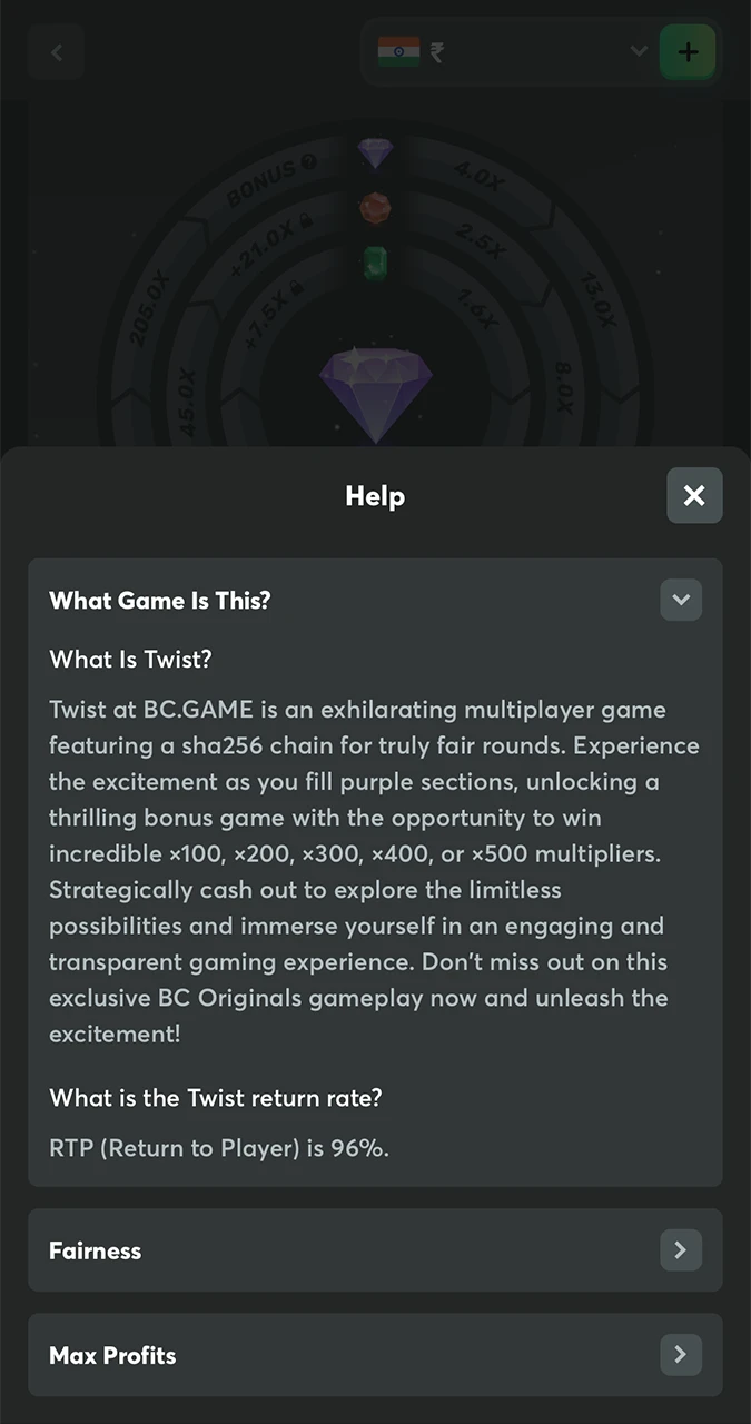 Please read the basic information before playing Twist from BC Game Casino.