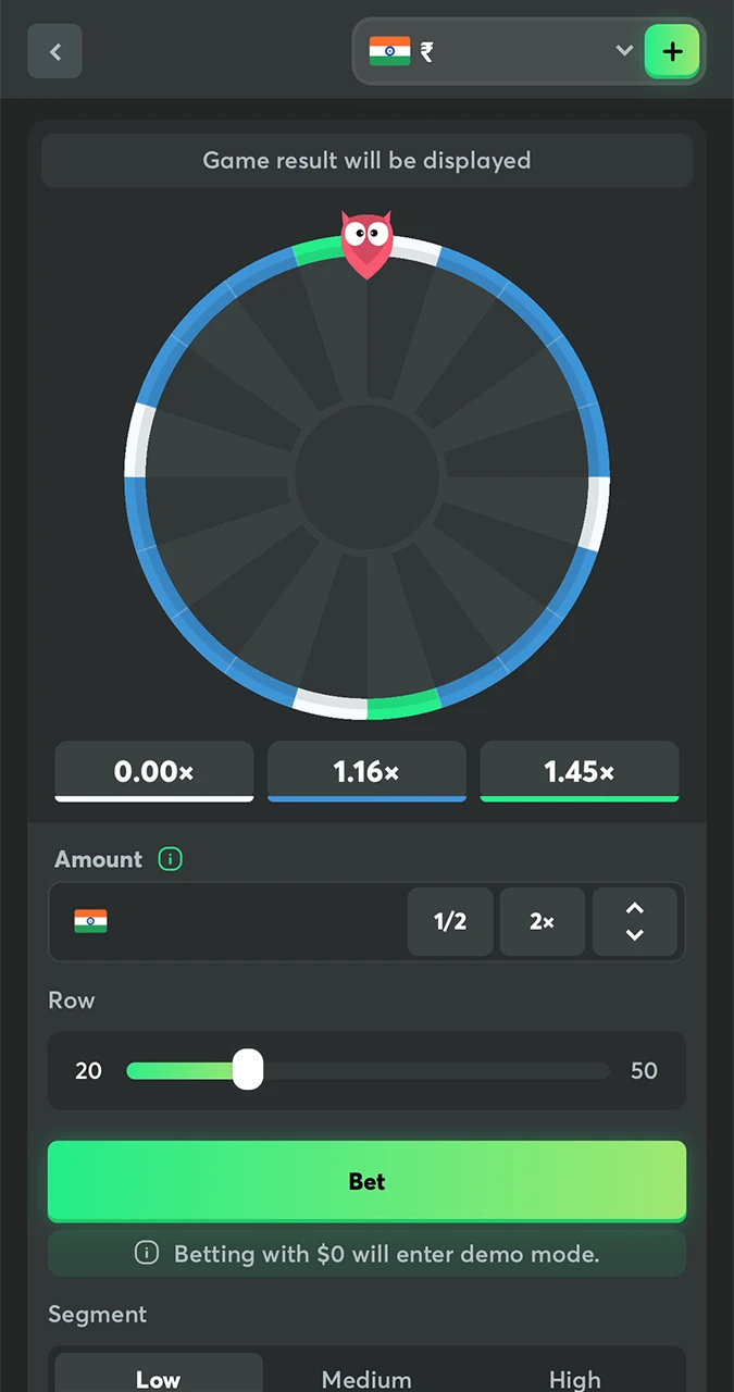 The main page on Wheel from BC Game casino.