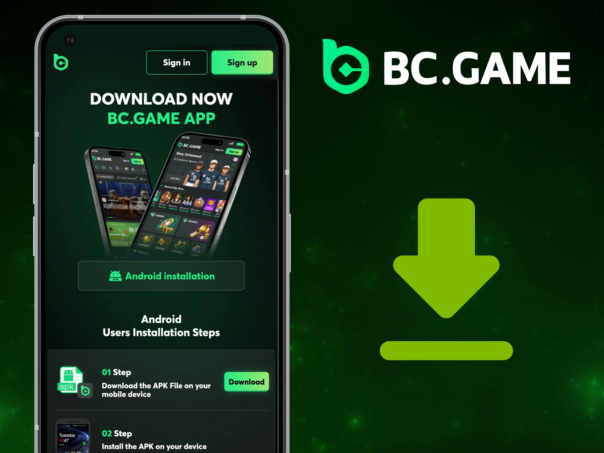 Find the BC Game APK file on the website and download it.
