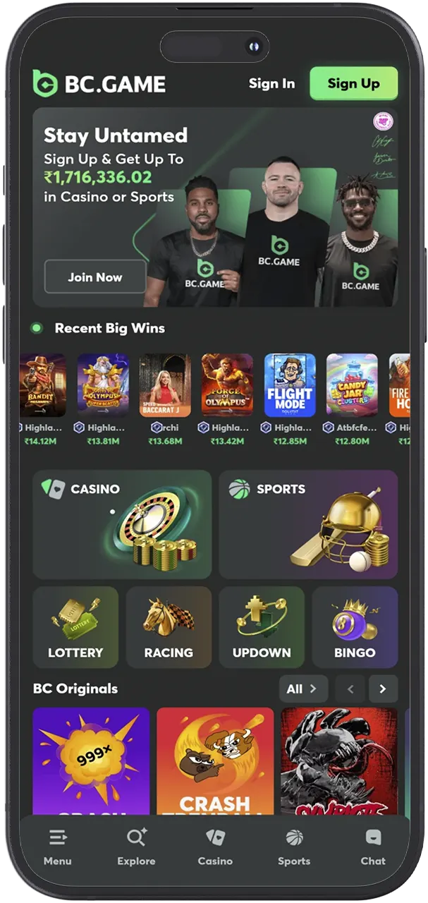 Start playing via the mobile version of BC Game for iOS.