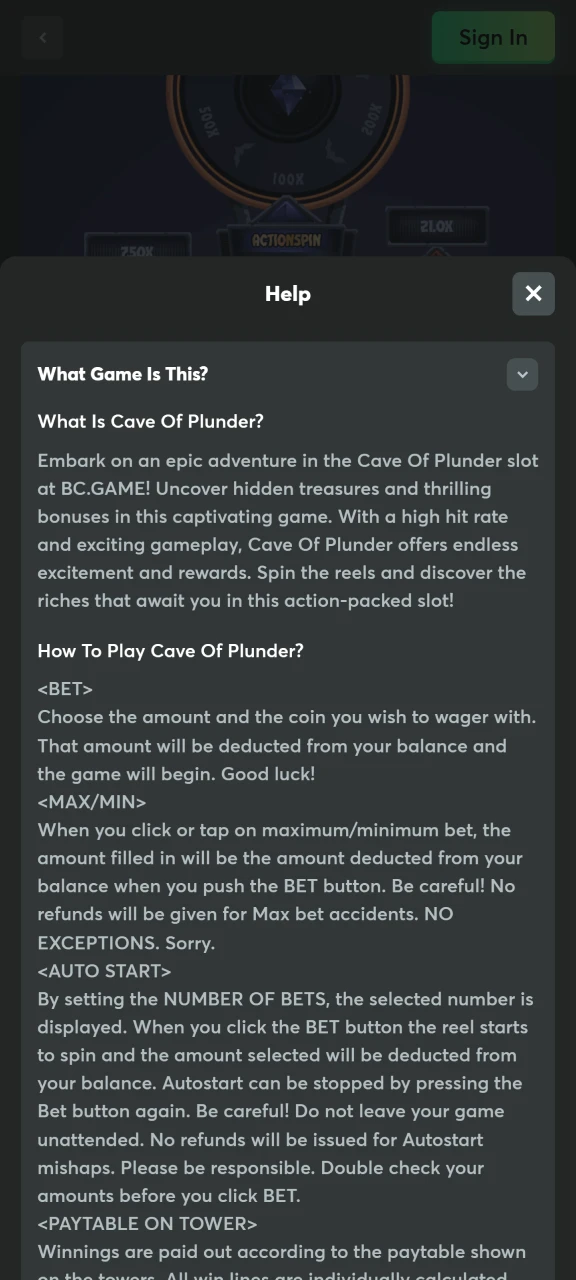 Learn more about the Cave of Plunder game at BC Game.