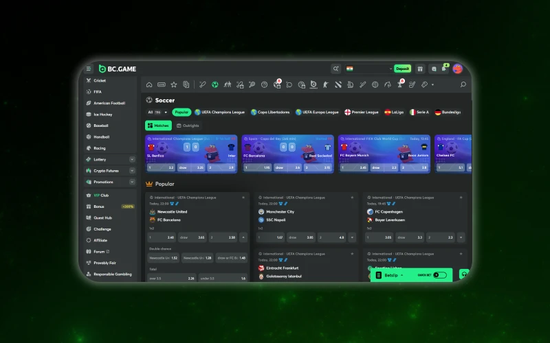 Enjoy BC Game's user-friendly interface.