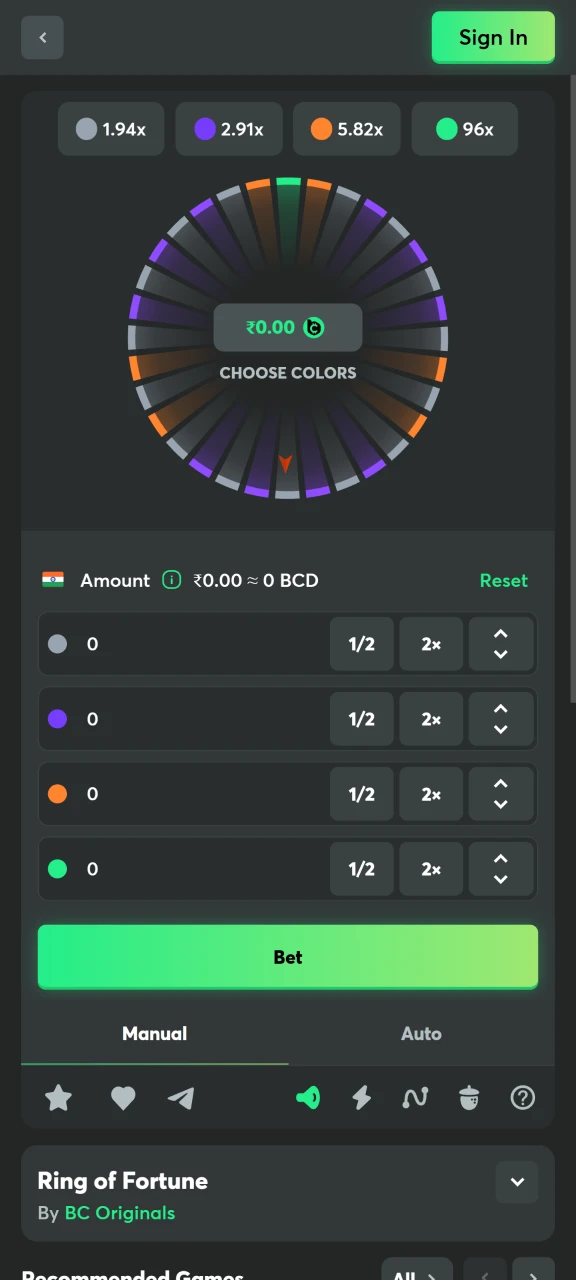 Start betting in Ring of Fortune at BC Game casino.