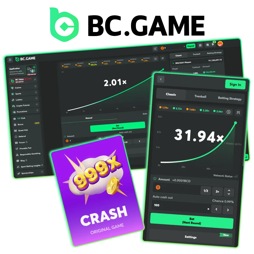 What is a crash game on the BC Game casino website.