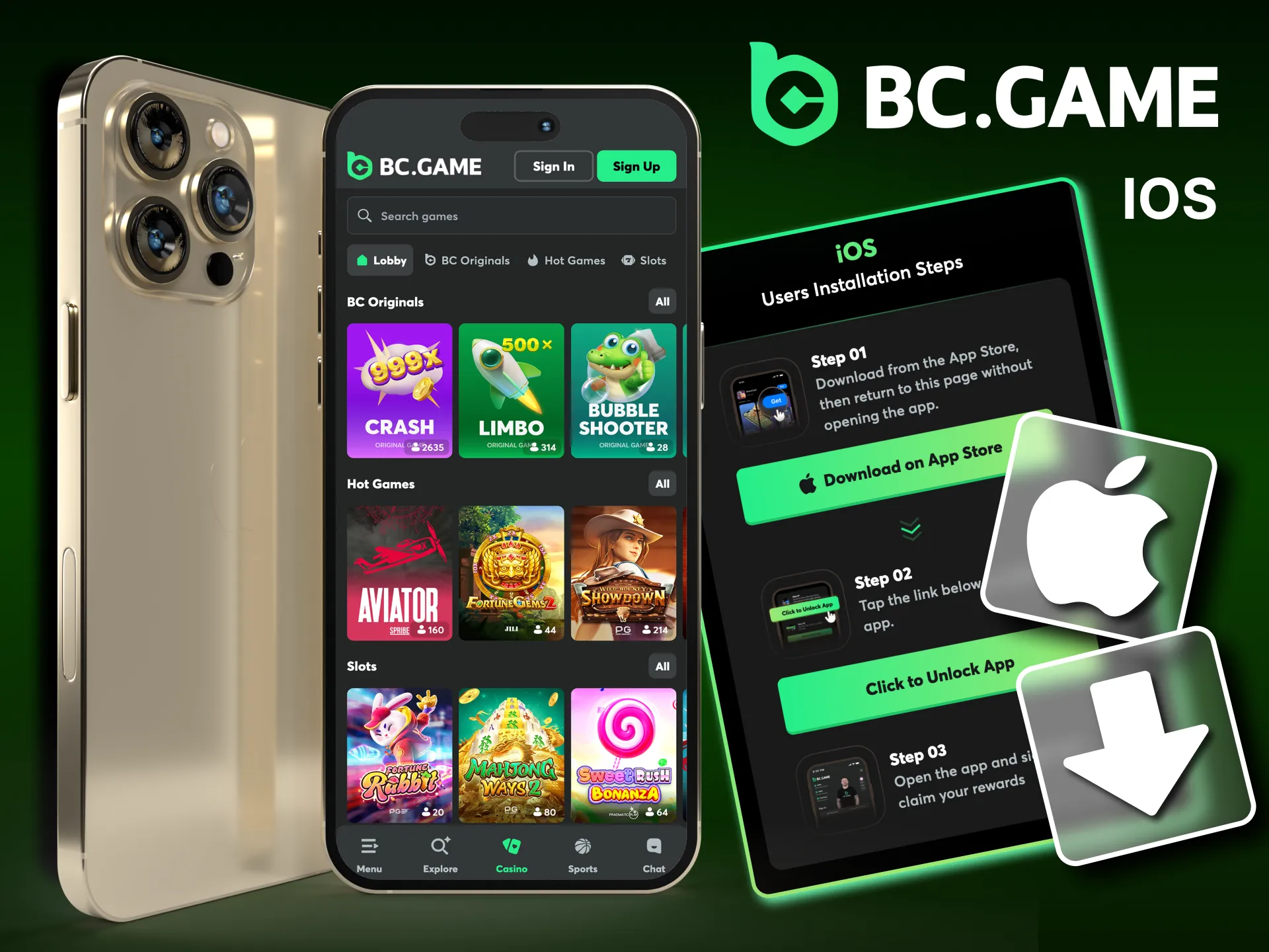 Download the BC Game app for iOS for free.