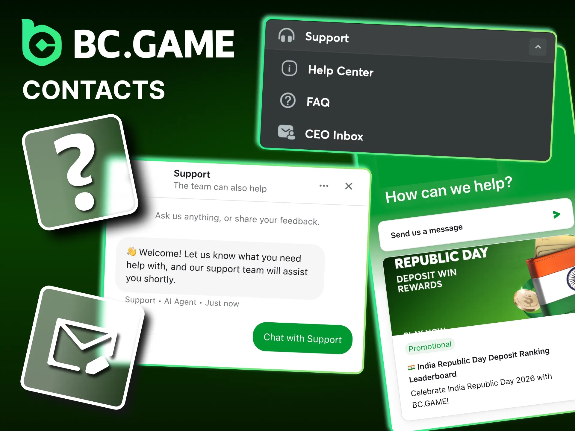 BC Game support team is available 24/7.